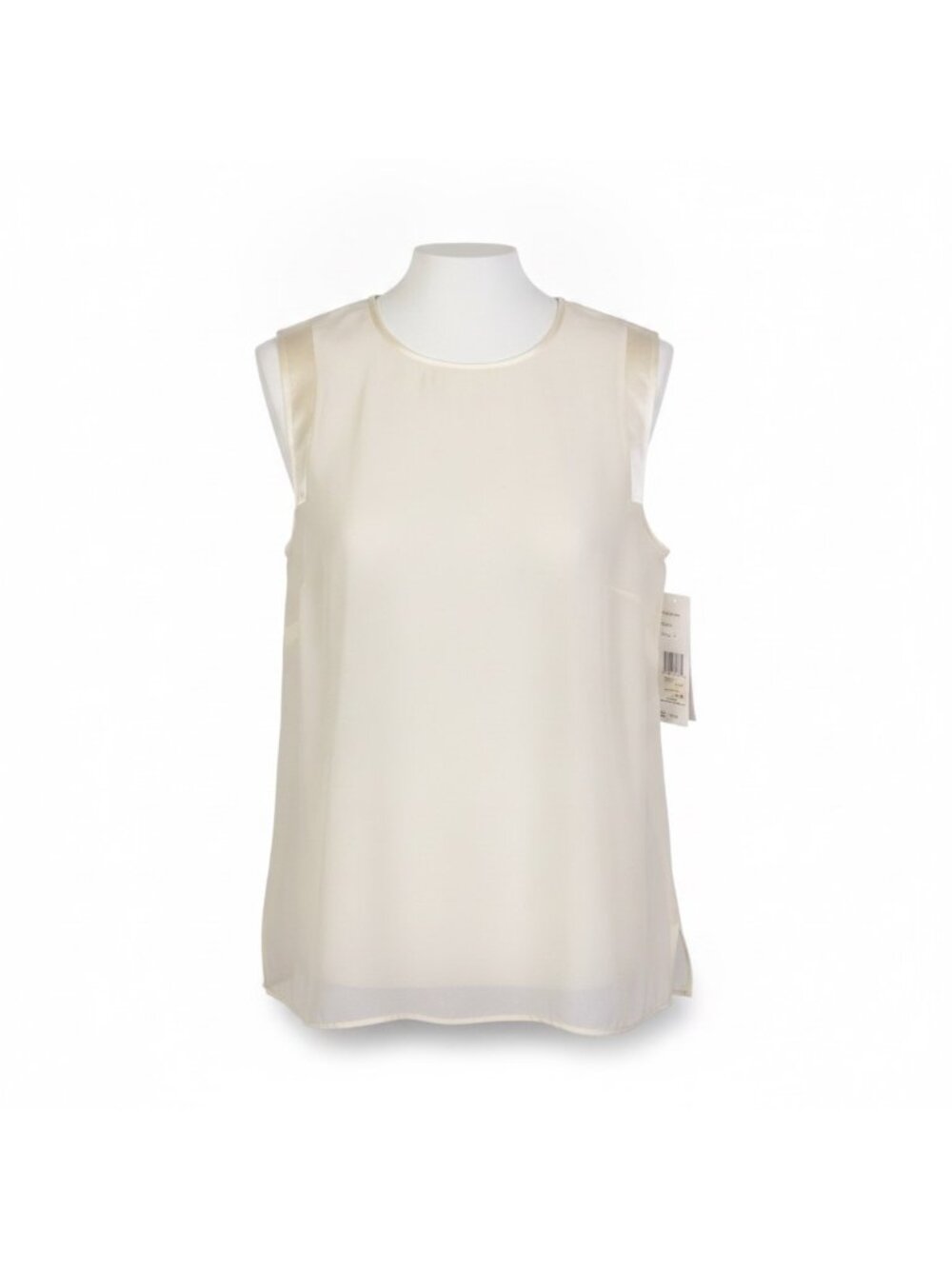 Lafayette 148 Womens Cloud White Silk Sleeveless Blouse Elegant Top Size 6